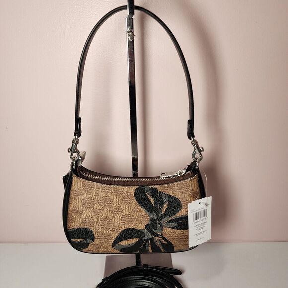 NWT Coach CY733 Teri Mini Bow Print Crossbody Bag Signature Black Bows V2 - Picture 3 of 5